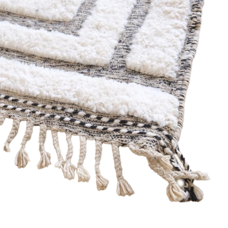 Moroccan custom rug from Beni Ourain, Wool and Thread, White