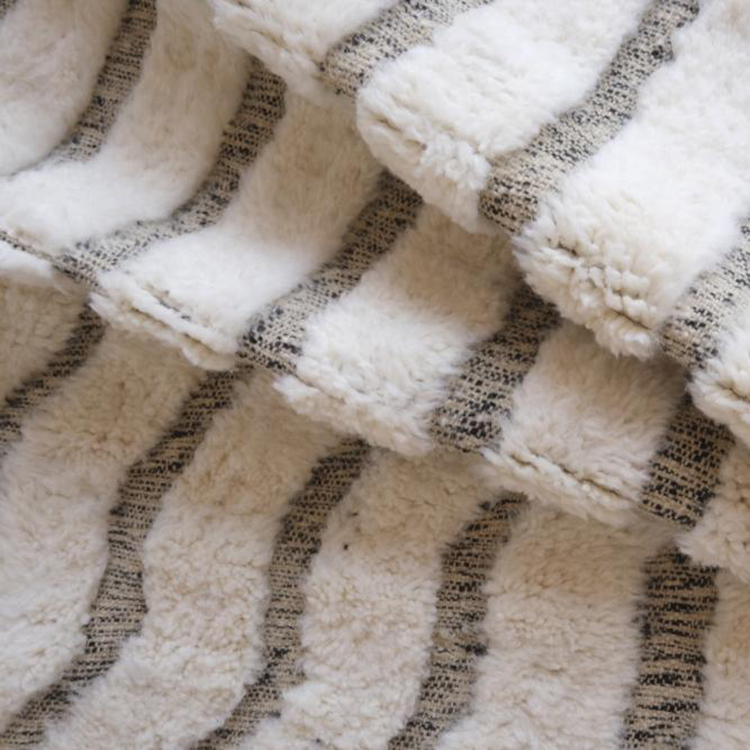 Moroccan custom rug from Beni Ourain, Wool and Thread, White