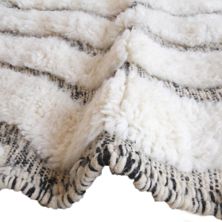 Moroccan custom rug from Beni Ourain, Wool and Thread, White