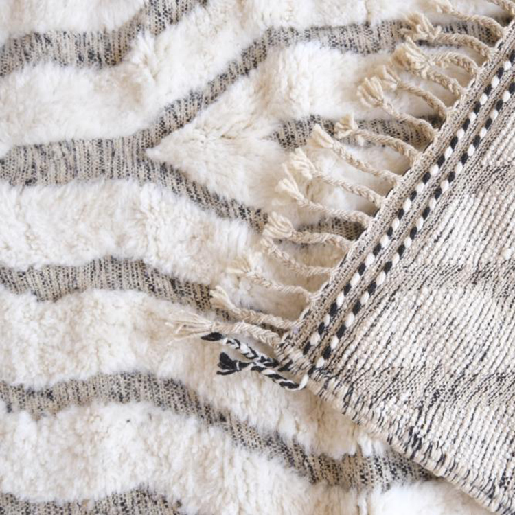 Moroccan custom rug from Beni Ourain, Wool and Thread, White