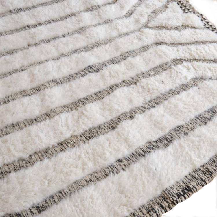 Moroccan custom rug from Beni Ourain, Wool and Thread, White