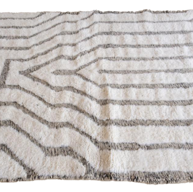 Moroccan custom rug from Beni Ourain, Wool and Thread, White