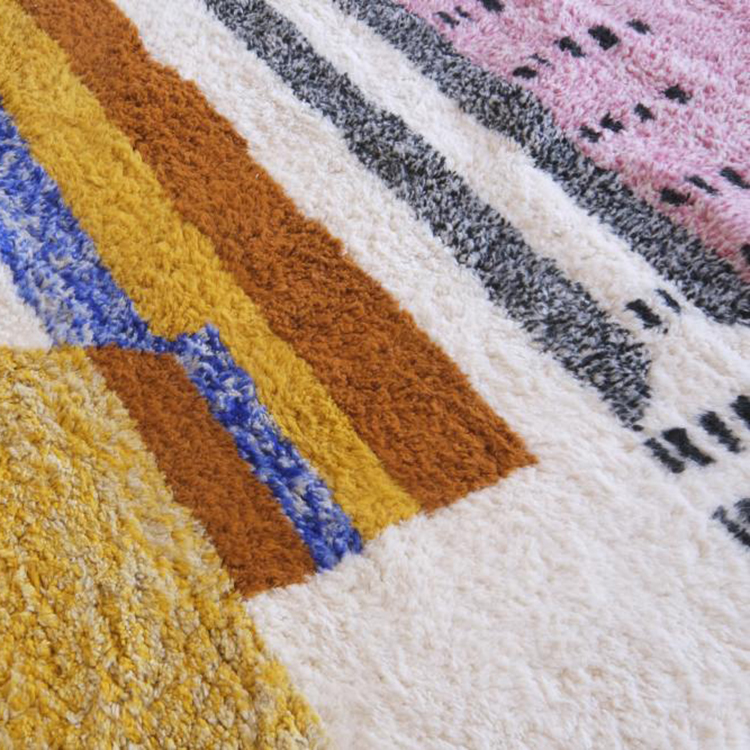 Moroccan custom rug from Beni Ourain, Wool and Thread, White