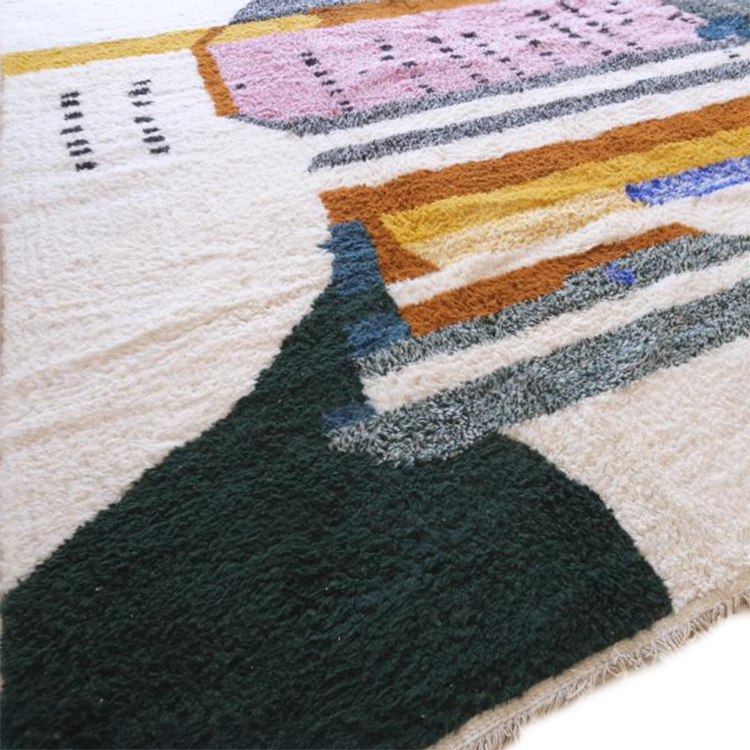 Moroccan custom rug from Beni Ourain, Wool and Thread, White
