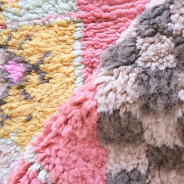 Moroccan custom rug from Beni Ourain, Wool and Thread, Pink