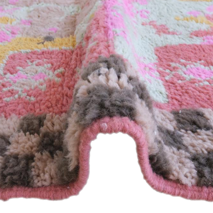 Moroccan custom rug from Beni Ourain, Wool and Thread, Pink