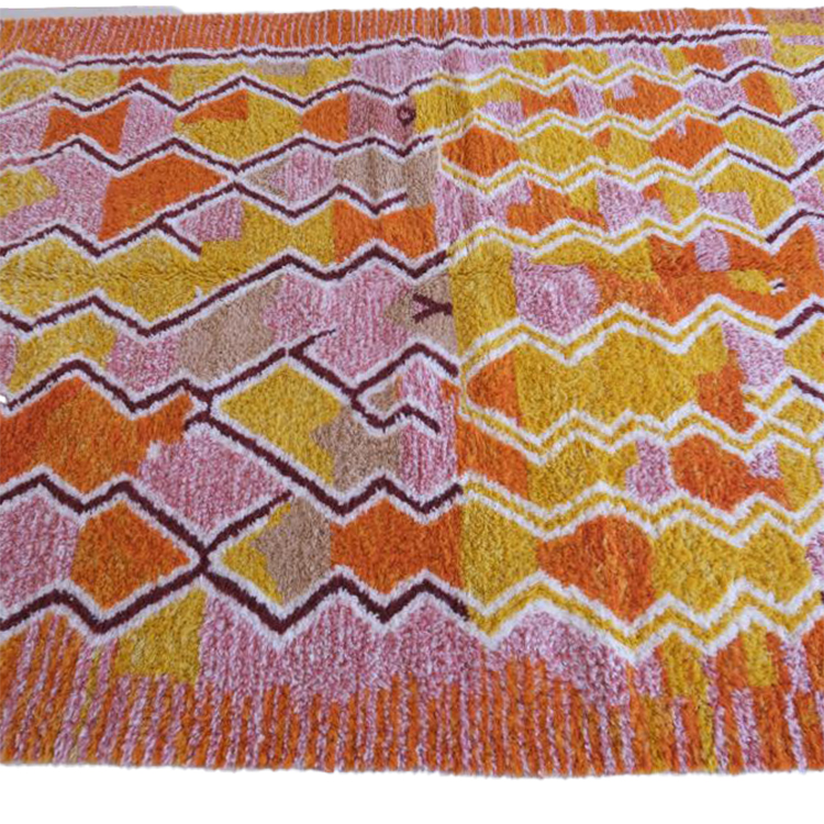 Moroccan custom rug from Beni Ourain, Wool and Thread, Colorful