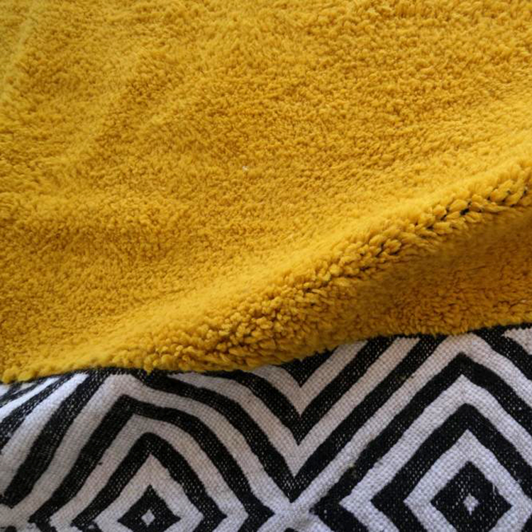 Moroccan custom rug from Beni Ourain, Wool and Thread, Yellow