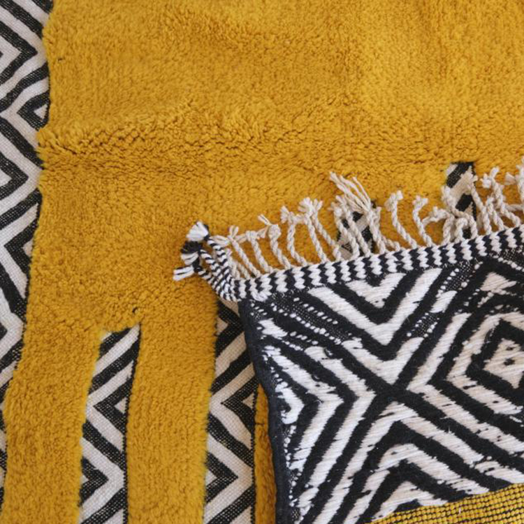 Moroccan custom rug from Beni Ourain, Wool and Thread, Yellow