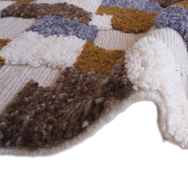 Moroccan custom rug from Beni Ourain, Wool and Thread, Brown