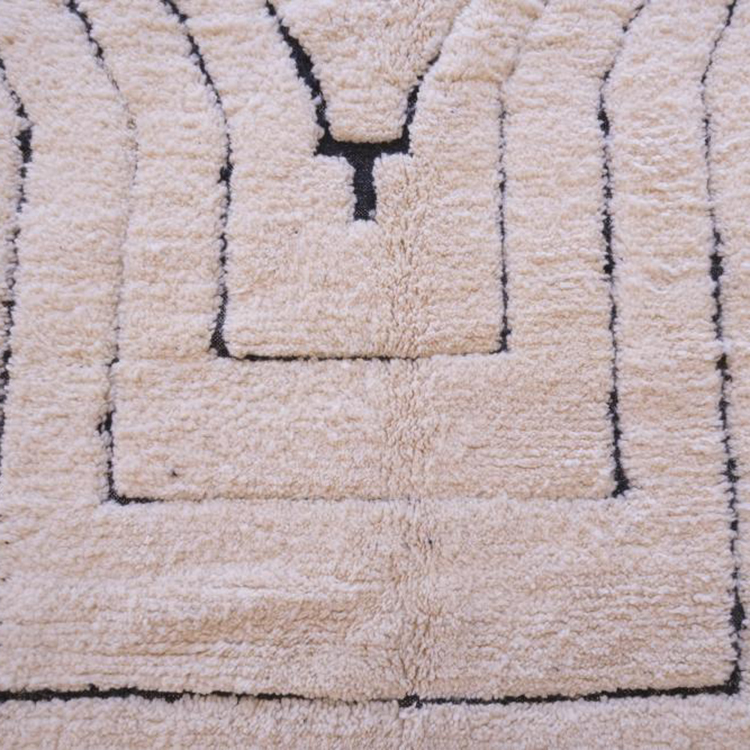 Moroccan custom rug from Beni Ourain, Wool and Thread, black and white