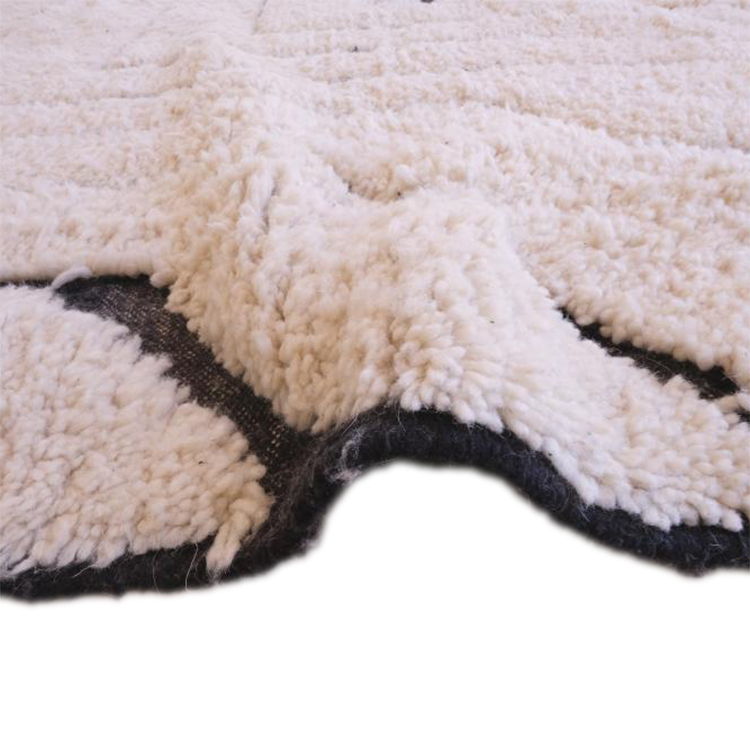 Moroccan custom rug from Beni Ourain, Wool and Thread, black and white
