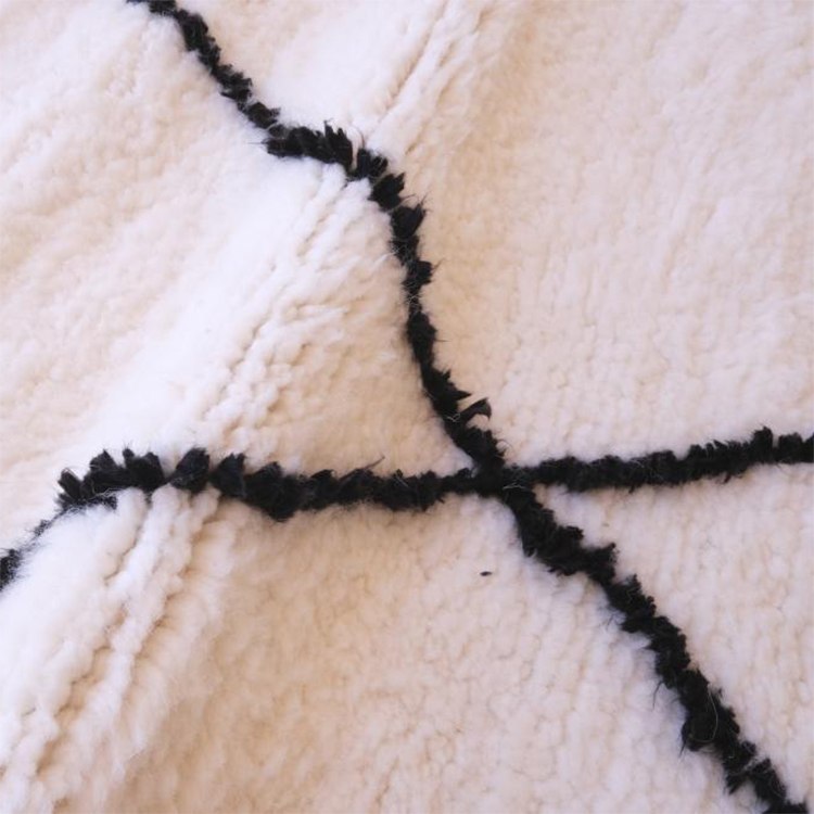 Moroccan custom rug from Beni Ourain, Wool and Thread, black and white