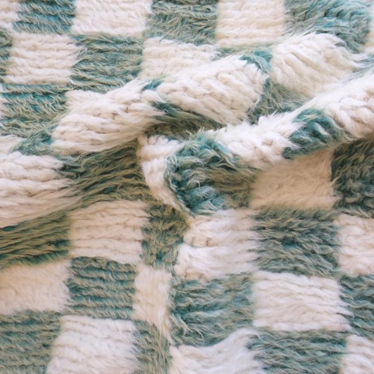 Moroccan custom rug from Beni Ourain, Wool and Thread, Green