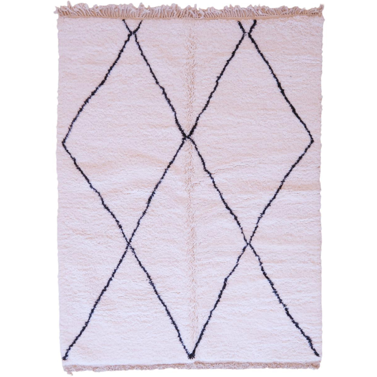 Moroccan custom rug from Beni Ourain, Wool and Thread, White