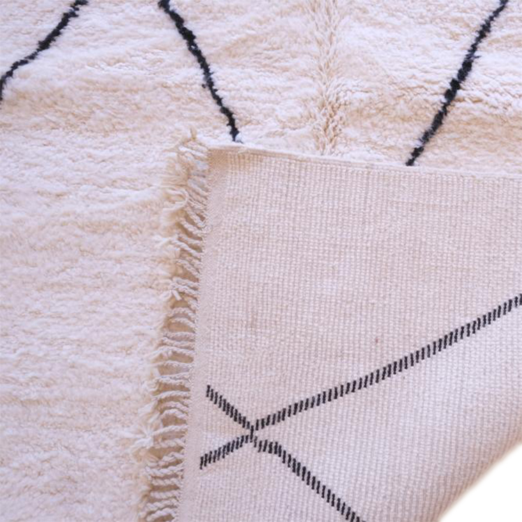 Moroccan custom rug from Beni Ourain, Wool and Thread, White