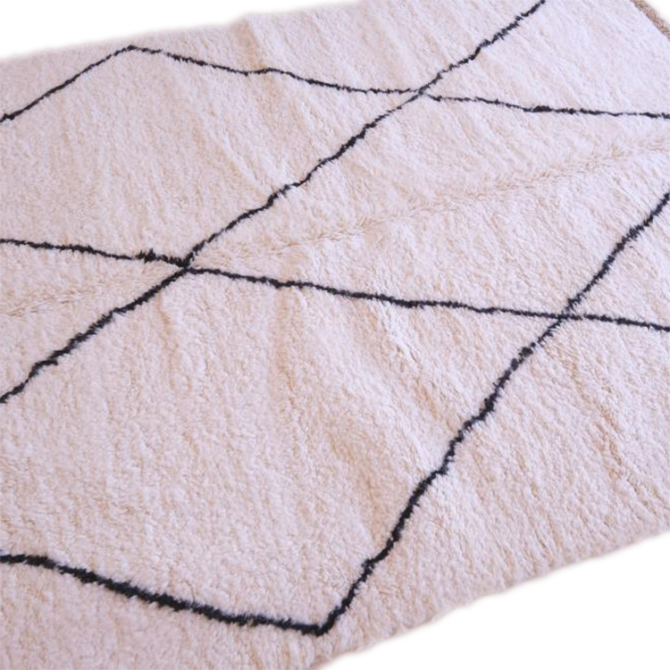 Moroccan custom rug from Beni Ourain, Wool and Thread, White