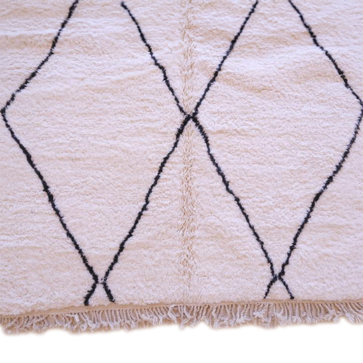 Moroccan custom rug from Beni Ourain, Wool and Thread, White