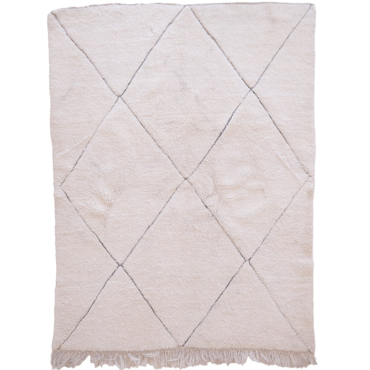 Moroccan custom rug from Beni Ourain, Wool and Thread, White