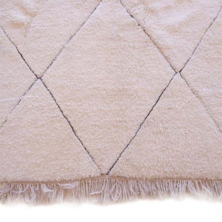Moroccan custom rug from Beni Ourain, Wool and Thread, White