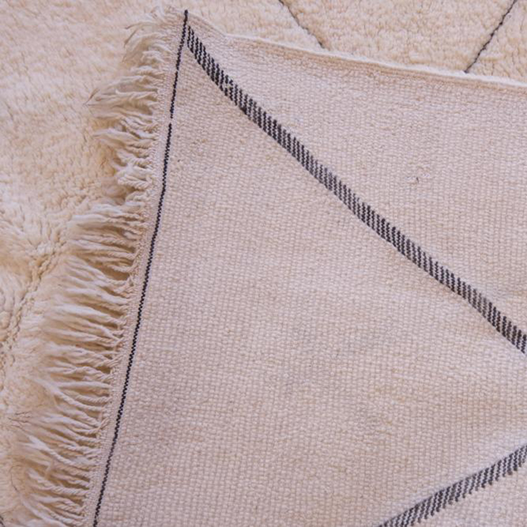 Moroccan custom rug from Beni Ourain, Wool and Thread, White