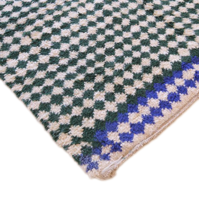 Moroccan custom rug from Beni Ourain, Wool and Thread, Green