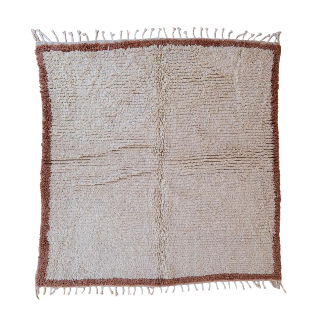 Moroccan custom rug from Beni Ourain, Wool and Thread, Off-white