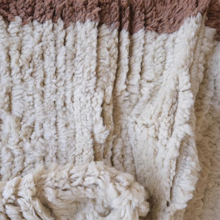 Moroccan custom rug from Beni Ourain, Wool and Thread, Off-white