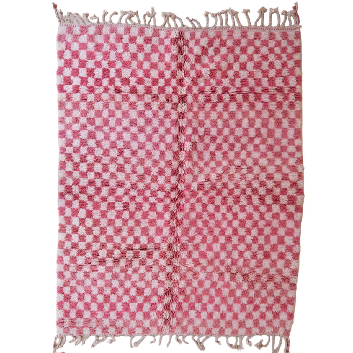 Moroccan custom rug from Beni Ourain, Wool and Thread, Pink