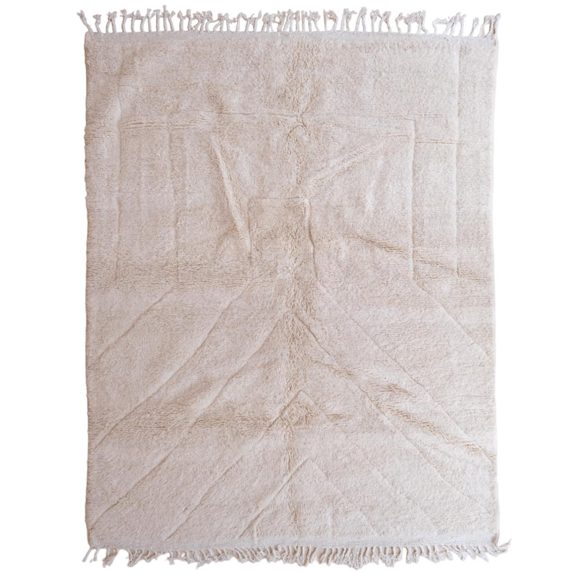 Moroccan custom rug from Beni Ourain, Wool and Thread, Off-white