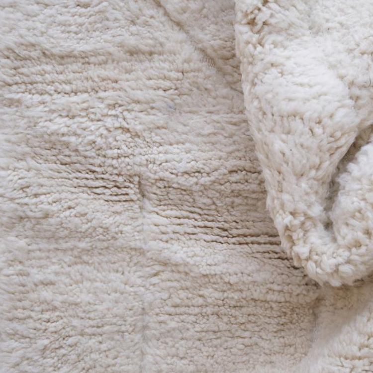 Moroccan custom rug from Beni Ourain, Wool and Thread, Off-white