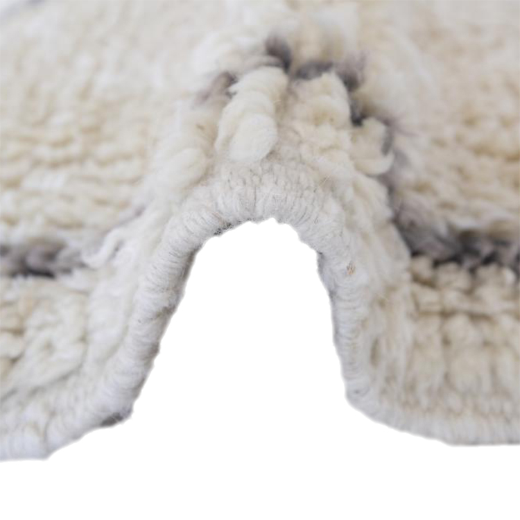 Moroccan custom rug from Beni Ourain, Wool and Thread, black and white