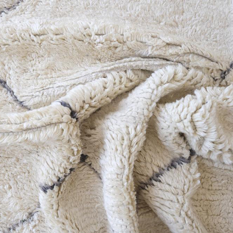 Moroccan custom rug from Beni Ourain, Wool and Thread, black and white