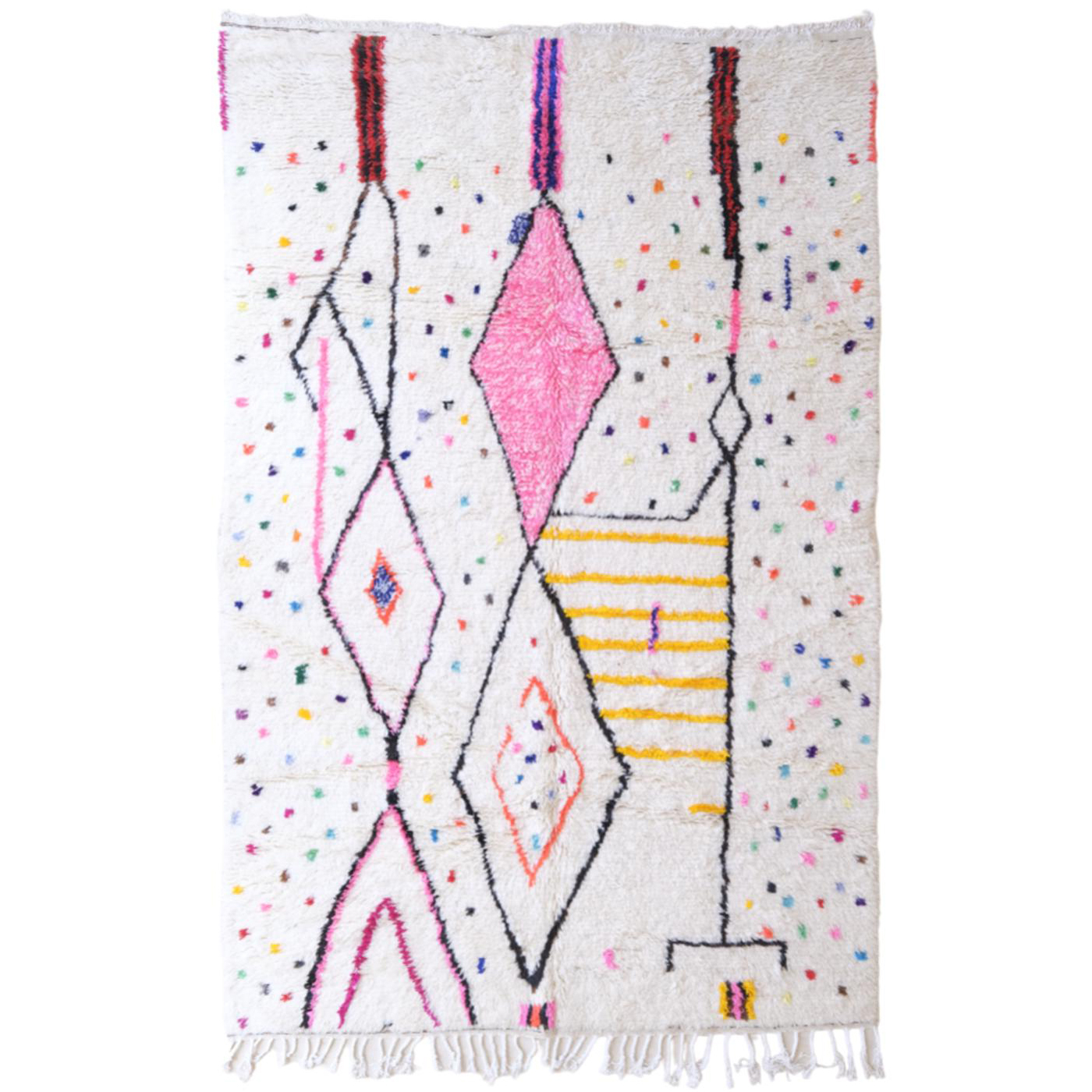 Moroccan custom rug from Beni Ourain, Wool and Thread, Colorful