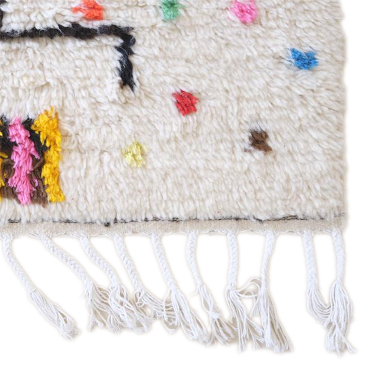 Moroccan custom rug from Beni Ourain, Wool and Thread, Colorful