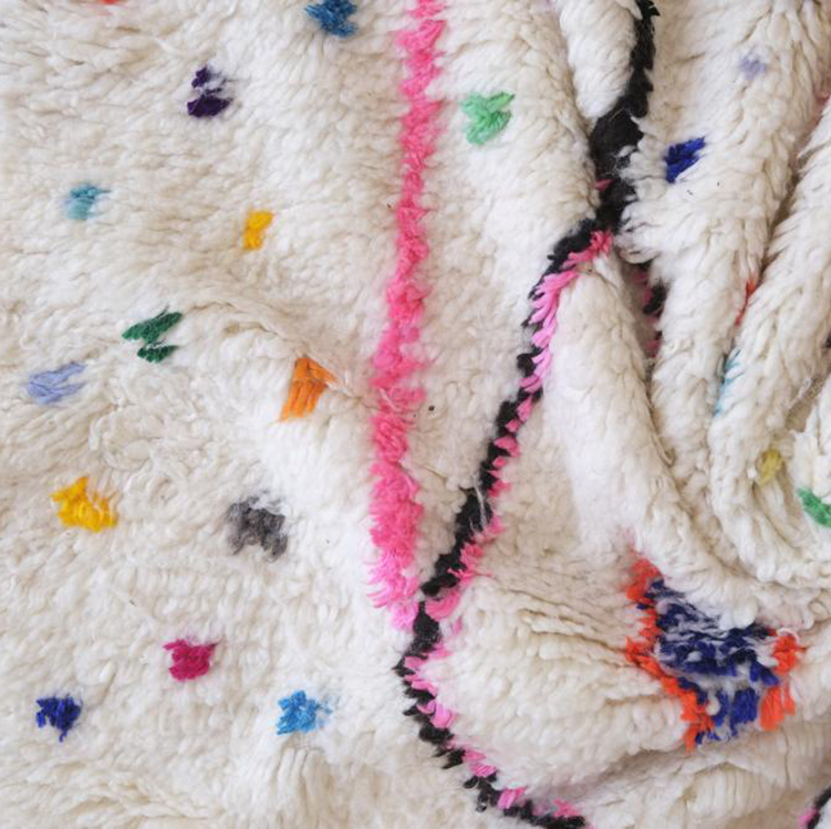 Moroccan custom rug from Beni Ourain, Wool and Thread, Colorful