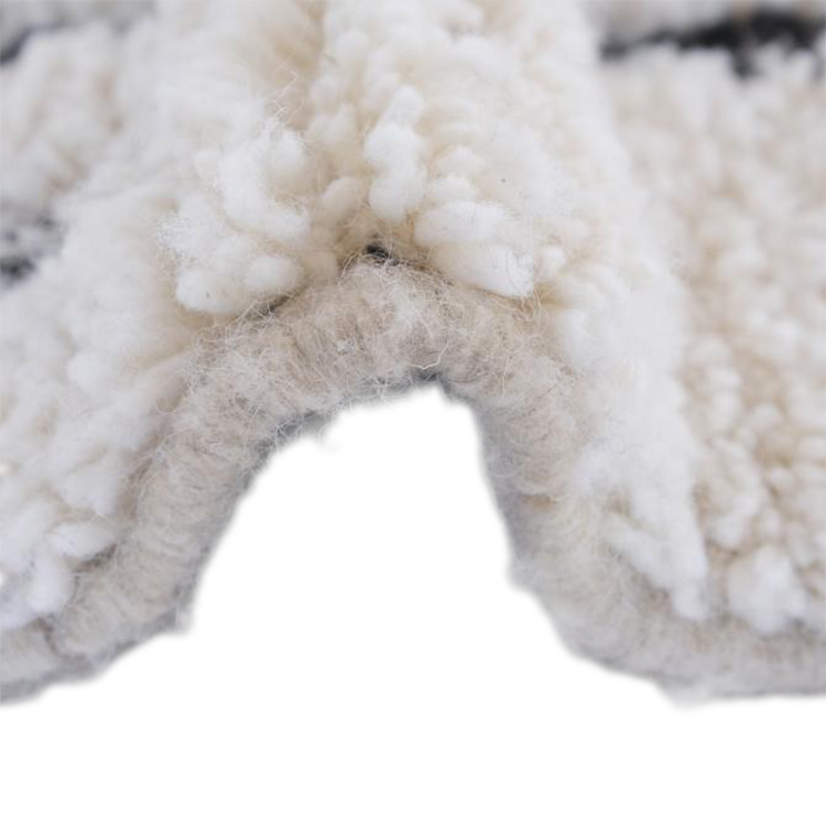 Moroccan custom rug from Beni Ourain, Wool and Thread, black and white