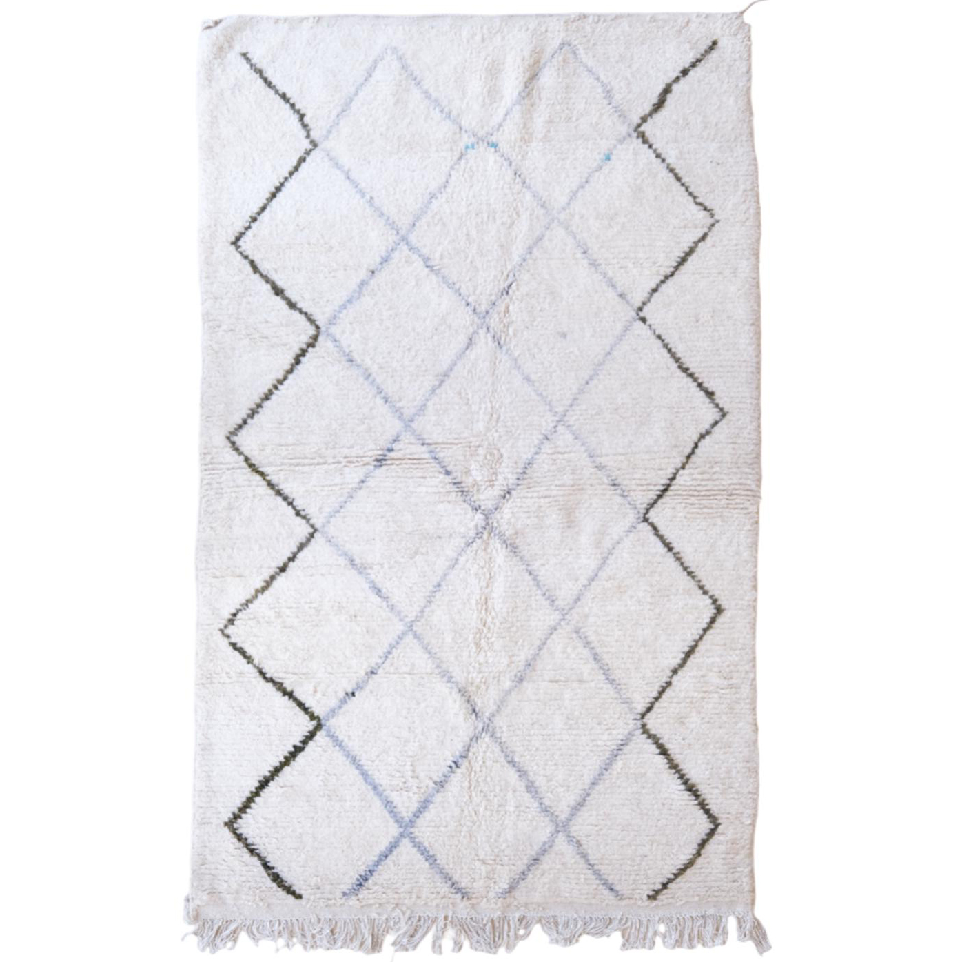 Moroccan custom rug from Beni Ourain, Wool and Thread, White