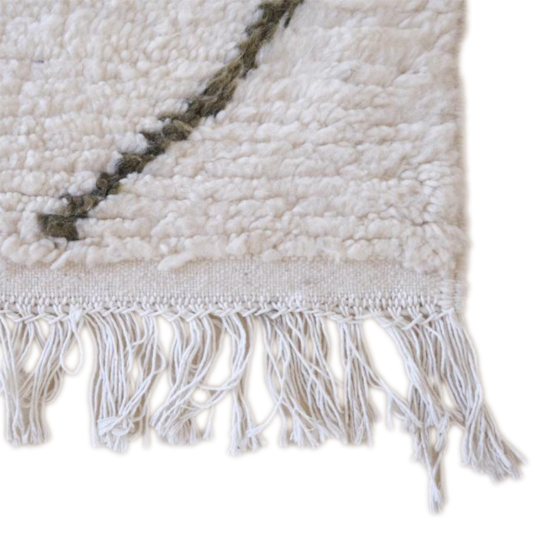 Moroccan custom rug from Beni Ourain, Wool and Thread, White
