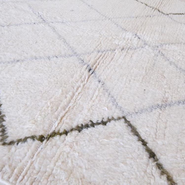 Moroccan custom rug from Beni Ourain, Wool and Thread, White