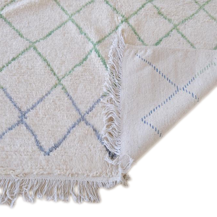 Moroccan custom rug from Beni Ourain, Wool and Thread, White