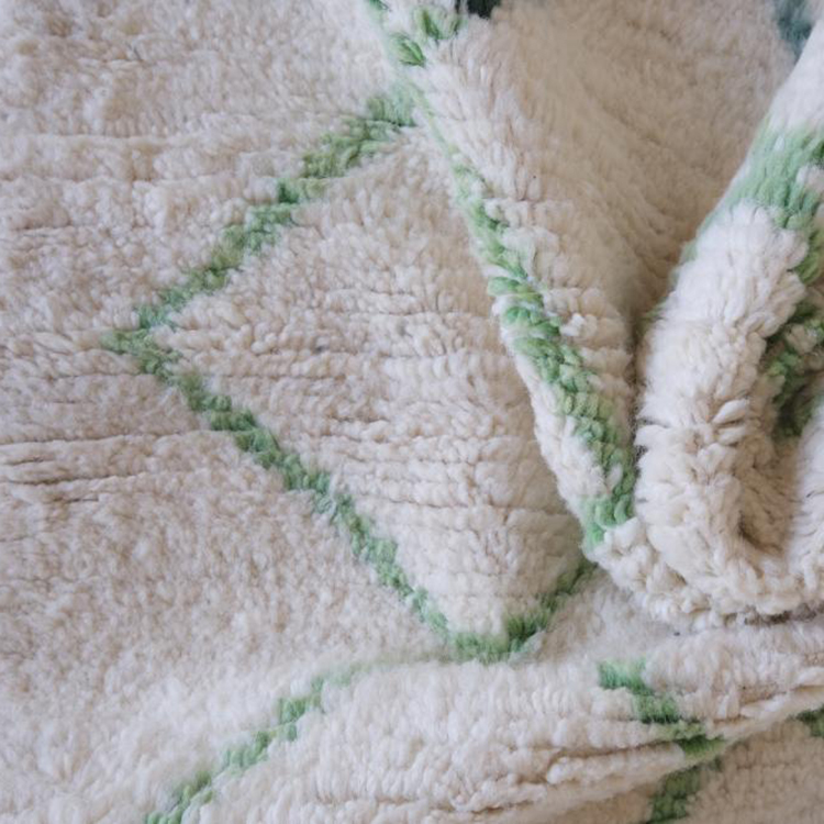 Moroccan custom rug from Beni Ourain, Wool and Thread, White