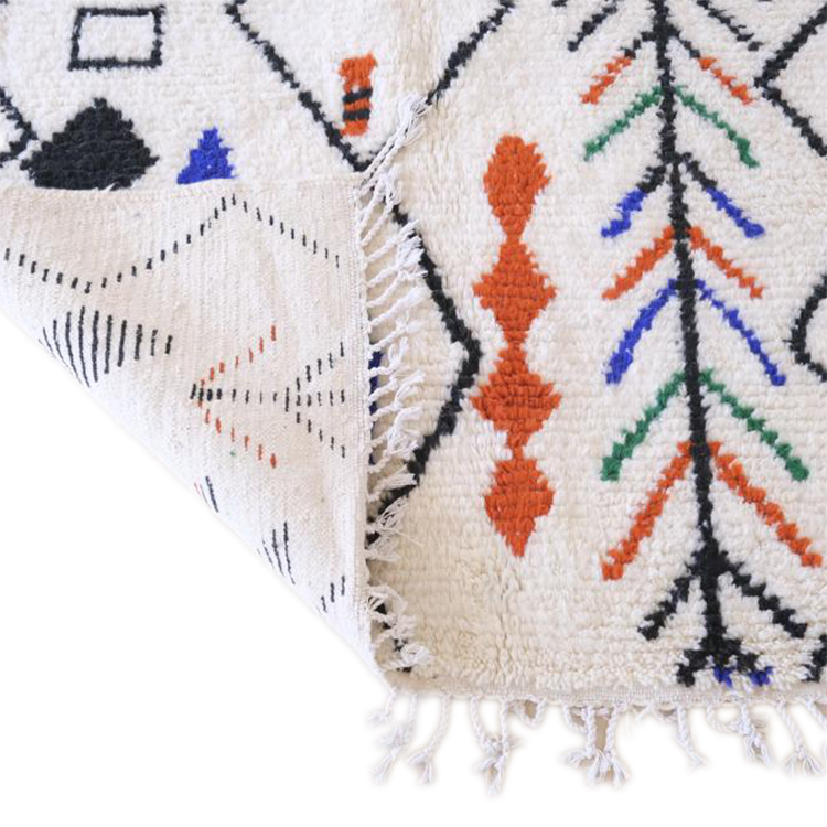 Moroccan custom rug from Beni Ourain, Wool and Thread, Colorful
