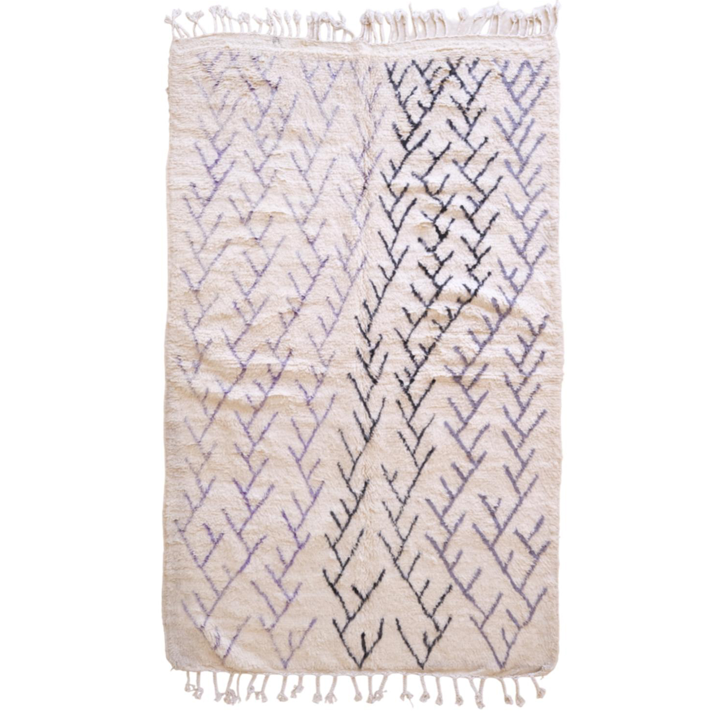 Moroccan custom rug from Beni Ourain, Wool and Thread, Black