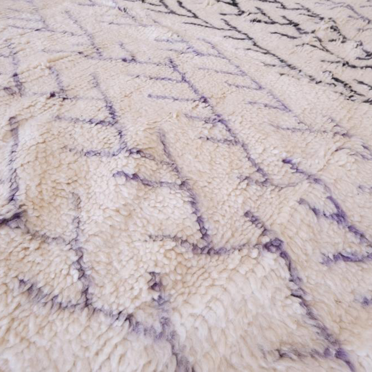Moroccan custom rug from Beni Ourain, Wool and Thread, Black