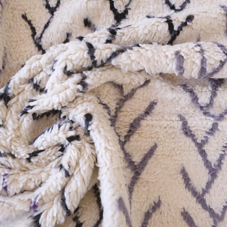 Moroccan custom rug from Beni Ourain, Wool and Thread, Black