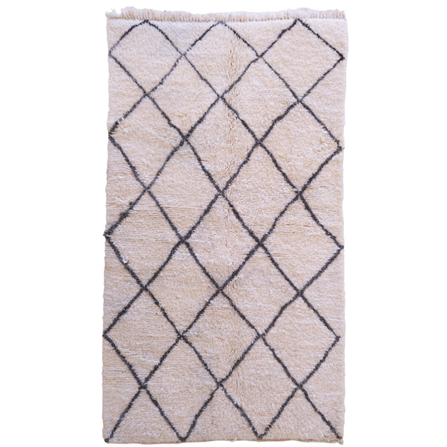 Moroccan custom rug from Beni Ourain, Wool and Thread, black and white