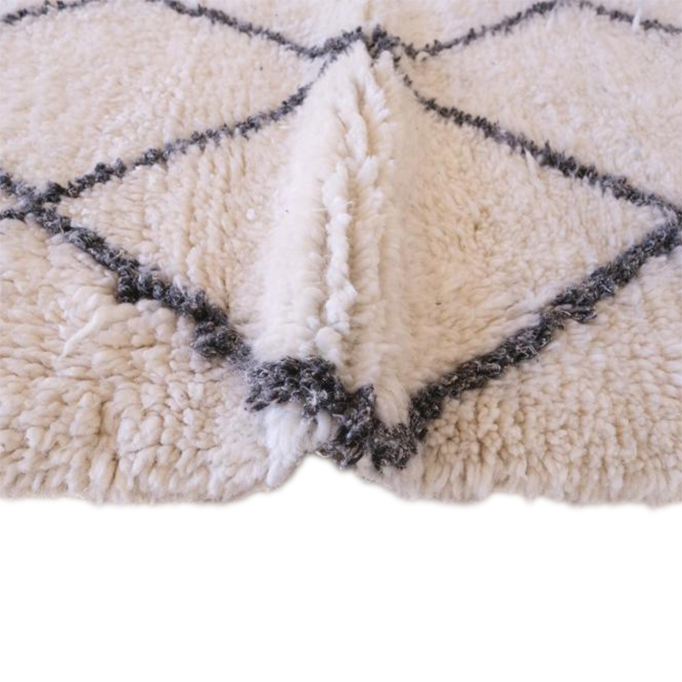 Moroccan custom rug from Beni Ourain, Wool and Thread, black and white