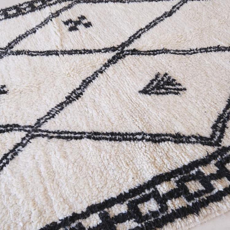 Moroccan custom rug from Beni Ourain, Wool and Thread, Black