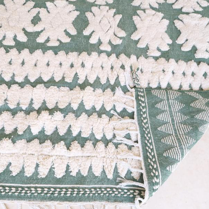 Moroccan custom rug from Beni Ourain, Wool and Thread, White